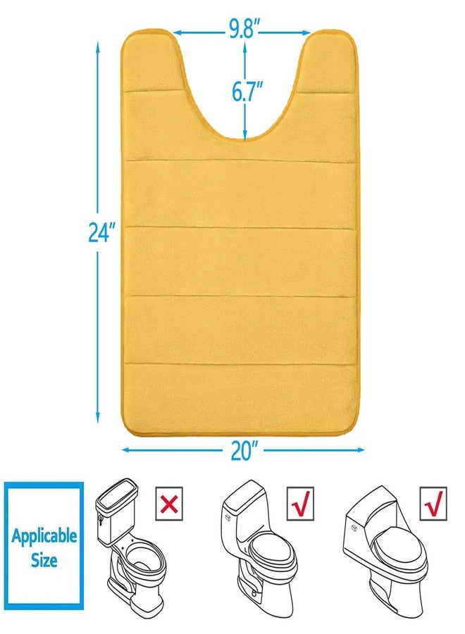 Buganda Memory Foam U-Shaped Contour Toilet Rugs, Non Slip Absorbent, Thick Soft Washable Bathroom Mat, Floor Carpet Bath Rugs Mat for Toilet Base (24" x 20", Yellow) - Image 2